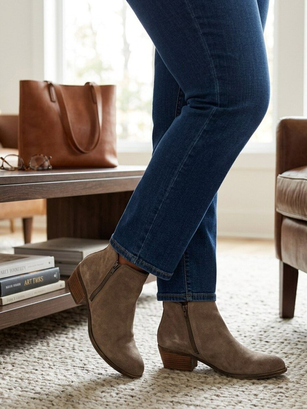 Lucky Brand Womens Size 8 M Beige Suede Leather Double Zip Booties Ankle Boots